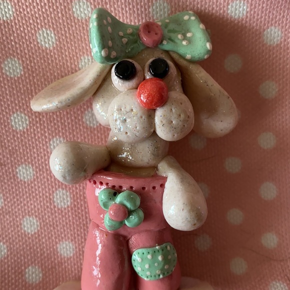 Handcrafted; Easter Bunny; Mint Green; Ooak;Magnet - Picture 7 of 9